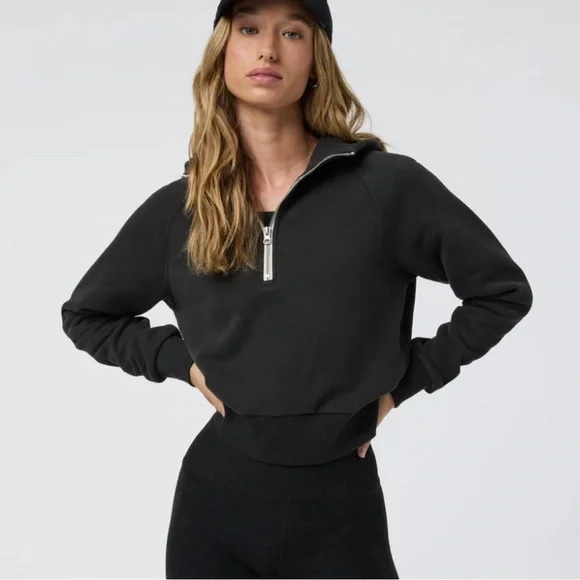 Vuori Restore Women's Black Half-Zip Hoodie - Picture 1 of 5